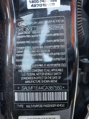 Photo 12 VIN: SALMF1E44CA387550 - LAND ROVER RANGE ROVE 