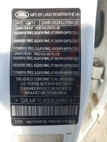 Photo 11 VIN: SALMF1E46BA346674 - LAND ROVER RANGE ROVE 