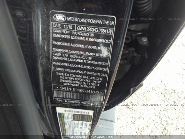 Photo 8 VIN: SALMF1E49BA341842 - LAND ROVER RANGE ROVER 