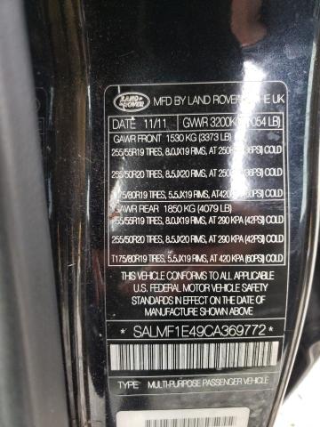 Photo 12 VIN: SALMF1E49CA369772 - LAND ROVER RANGE ROVE 