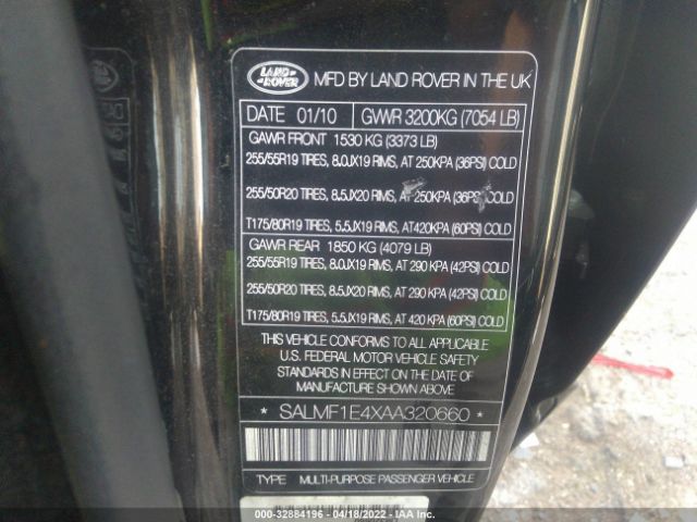 Photo 8 VIN: SALMF1E4XAA320660 - LAND ROVER RANGE ROVER 