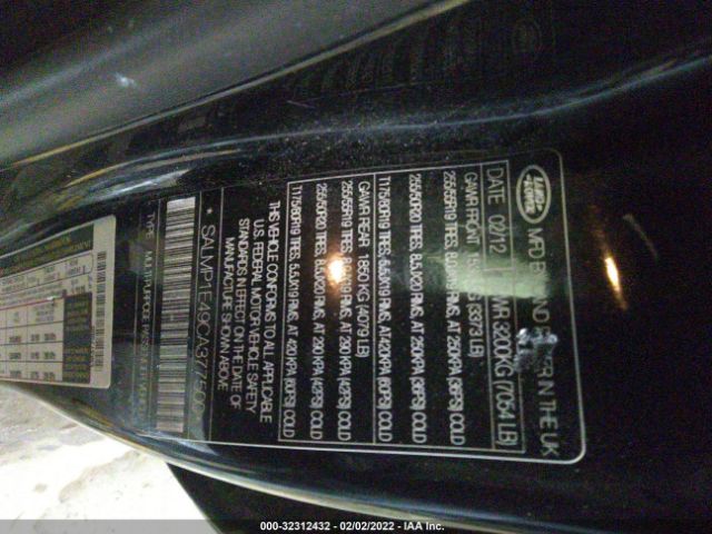 Photo 8 VIN: SALMP1E49CA377500 - LAND ROVER RANGEROVER 