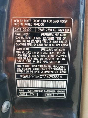 Photo 12 VIN: SALPF164XYA429383 - LAND ROVER RANGEROVER 