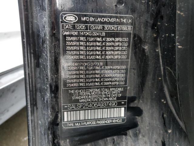 Photo 12 VIN: SALSF25406A937490 - LAND ROVER RANGE ROVE 