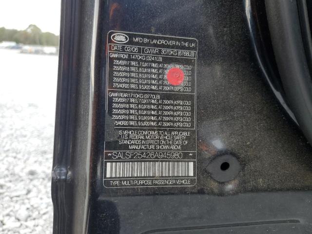 Photo 12 VIN: SALSF25426A945980 - LAND ROVER RANGE ROVE 