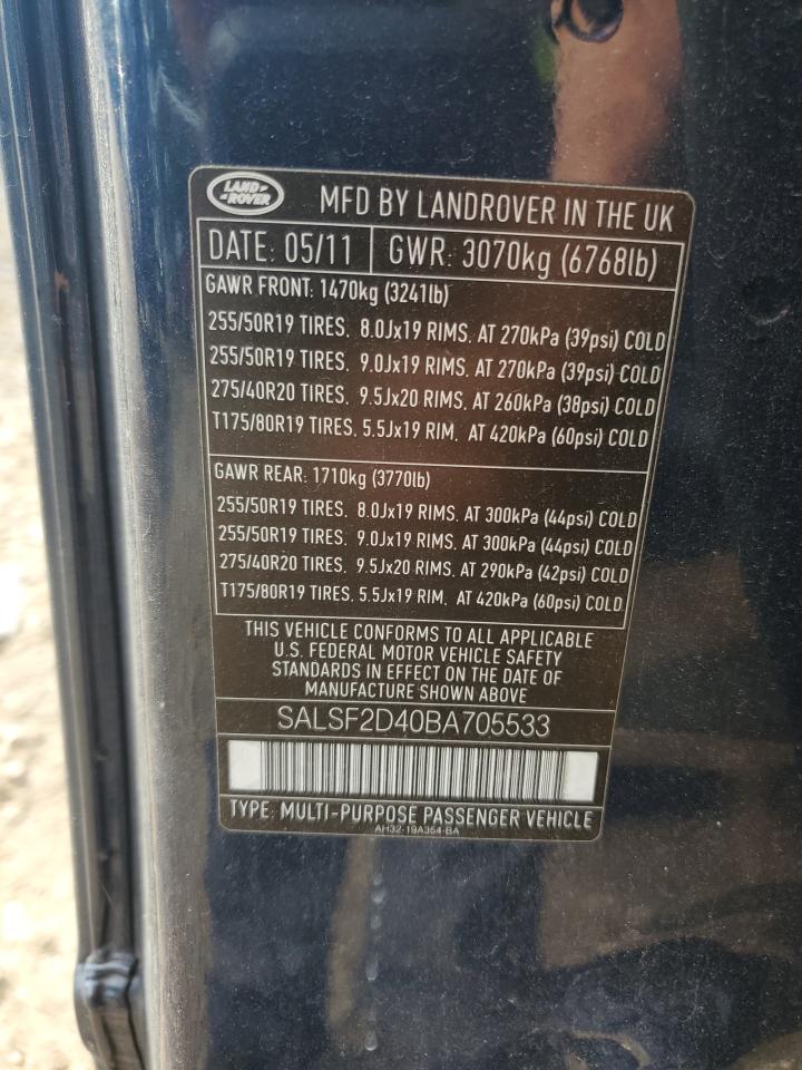 Photo 12 VIN: SALSF2D40BA705533 - LAND ROVER RANGE ROVER 