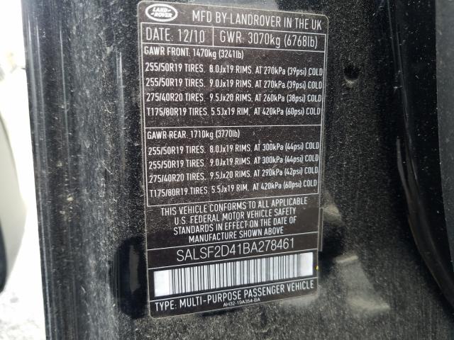 Photo 9 VIN: SALSF2D41BA278461 - LAND ROVER RANGE ROVE 