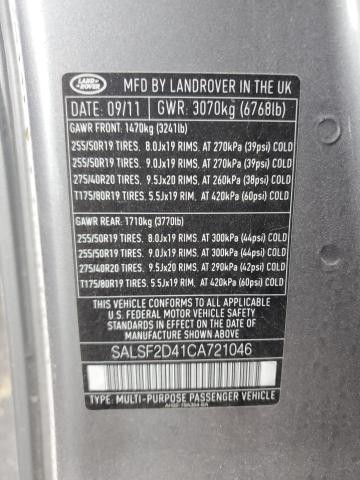 Photo 12 VIN: SALSF2D41CA721046 - LAND ROVER RANGE ROVE 