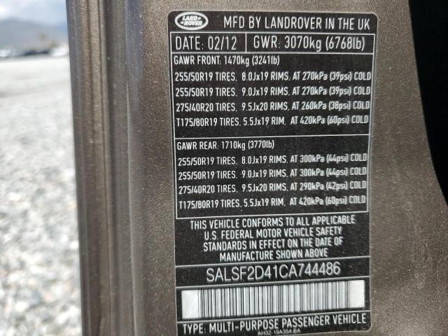 Photo 12 VIN: SALSF2D41CA744486 - LAND ROVER RANGE ROVE 