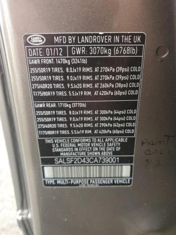 Photo 12 VIN: SALSF2D43CA739001 - LAND ROVER RANGE ROVE 