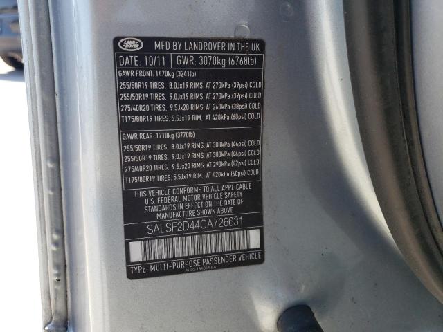 Photo 13 VIN: SALSF2D44CA726631 - LAND ROVER RANGE ROVE 