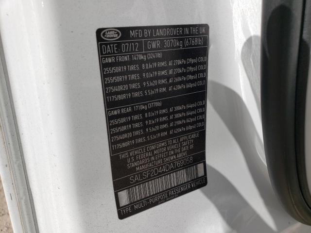 Photo 9 VIN: SALSF2D44DA769058 - LAND ROVER RANGE ROVE 