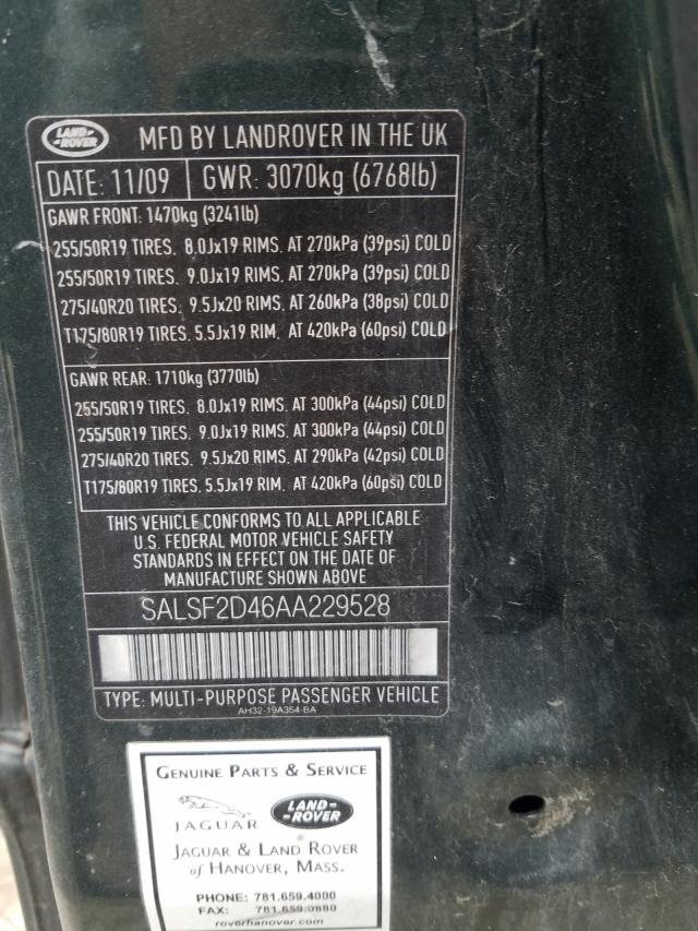 Photo 9 VIN: SALSF2D46AA229528 - LAND ROVER RANGE ROVE 