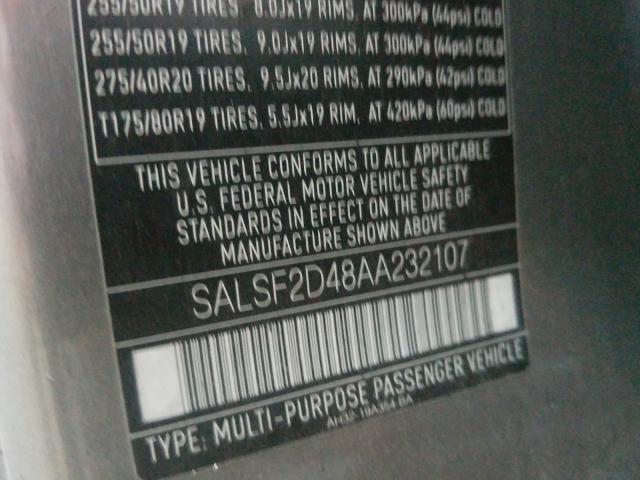 Photo 9 VIN: SALSF2D48AA232107 - LAND ROVER RANGE ROVE 