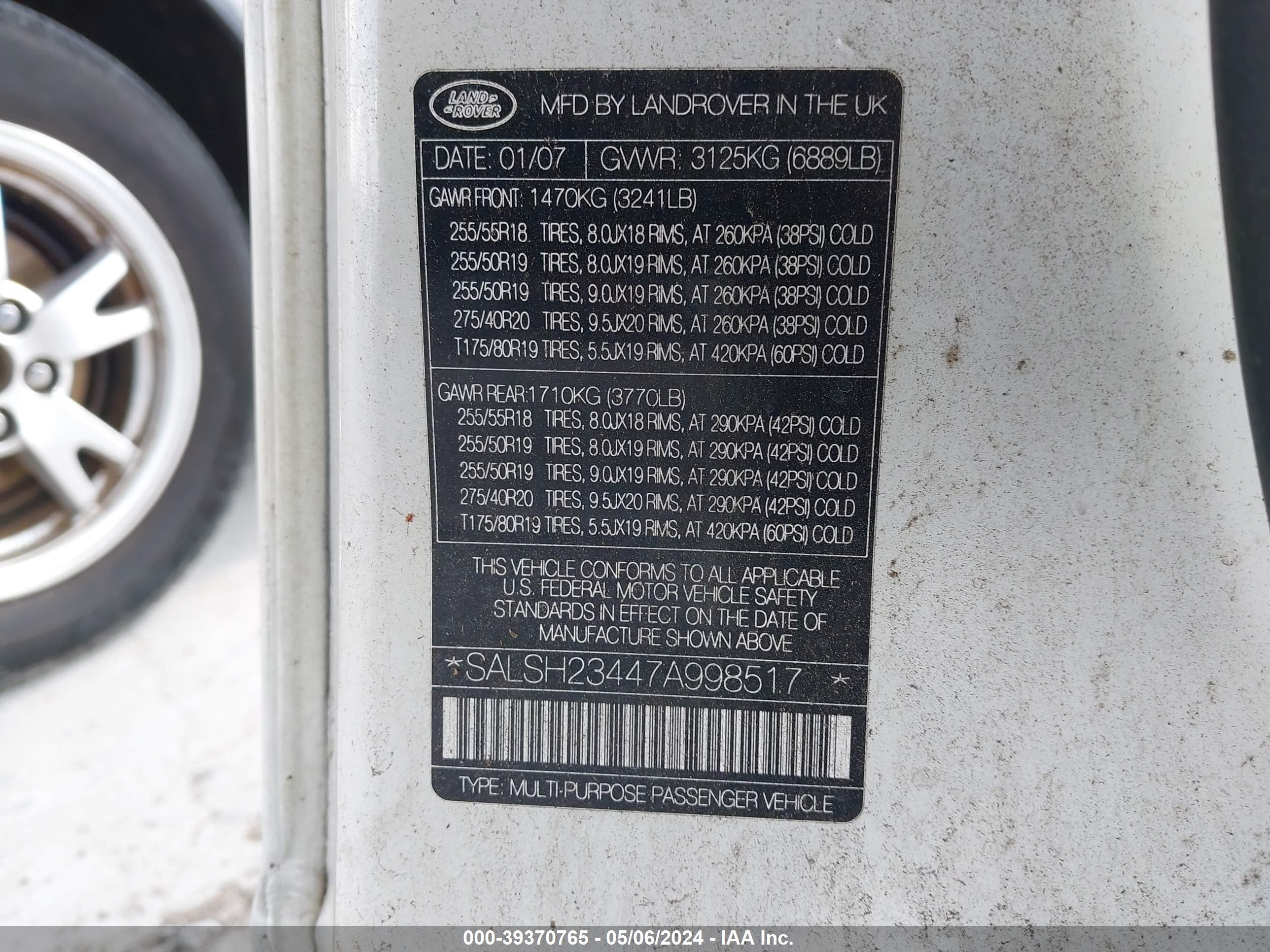 Photo 8 VIN: SALSH23447A998517 - LAND ROVER RANGE ROVER SPORT 