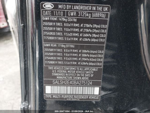 Photo 8 VIN: SALSH2E40BA275124 - LAND ROVER RANGE ROVER SPORT 