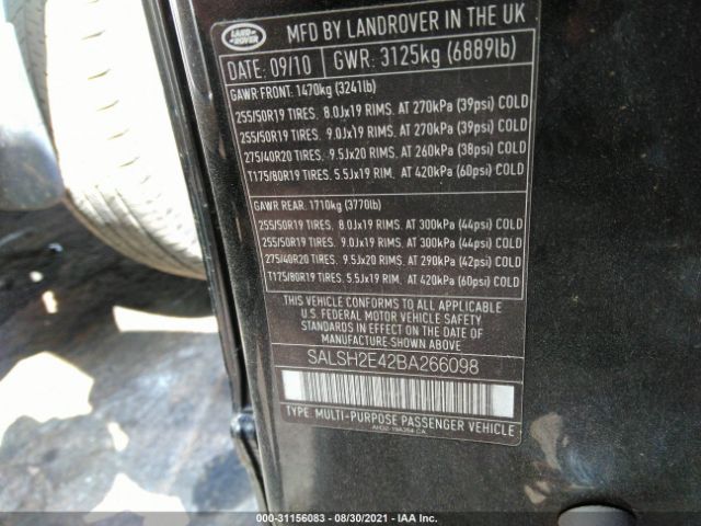 Photo 8 VIN: SALSH2E42BA266098 - LAND ROVER RANGE ROVER SPORT 