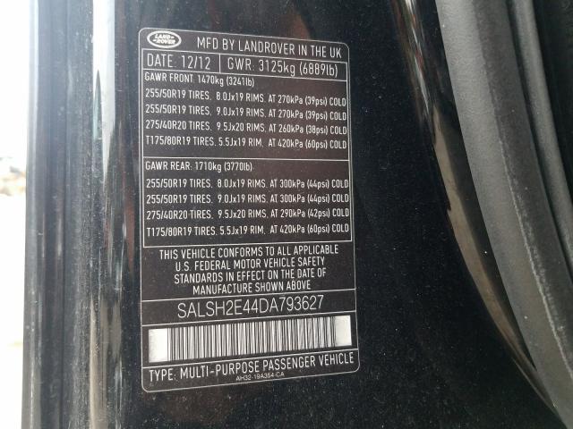 Photo 9 VIN: SALSH2E44DA793627 - LAND ROVER RANGE ROVE 