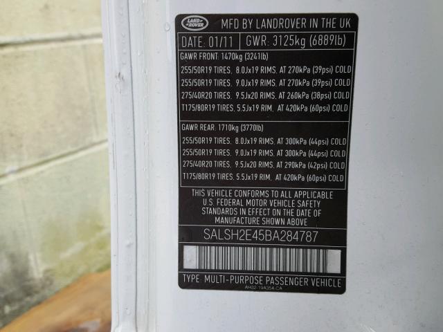 Photo 9 VIN: SALSH2E45BA284787 - LAND ROVER RANGE ROVE 