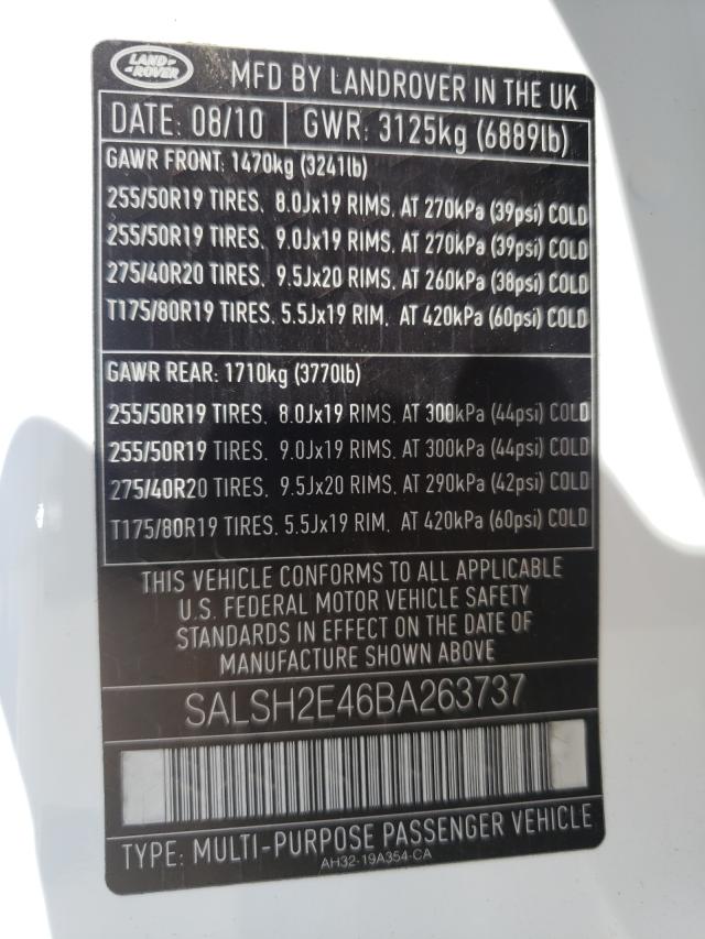 Photo 9 VIN: SALSH2E46BA263737 - LAND ROVER RANGE ROVE 