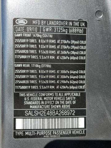 Photo 9 VIN: SALSH2E48BA268972 - LAND ROVER RANGE ROVE 