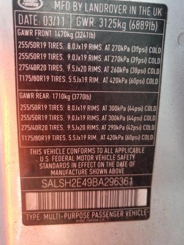 Photo 9 VIN: SALSH2E49BA296361 - LAND ROVER RANGE ROVE 