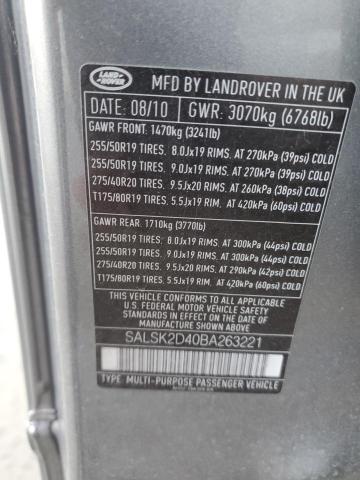 Photo 12 VIN: SALSK2D40BA263221 - LAND ROVER RANGE ROVE 