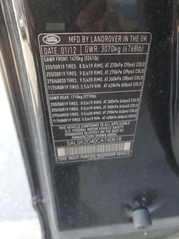 Photo 12 VIN: SALSK2D40CA740618 - LAND ROVER RANGE ROVE 