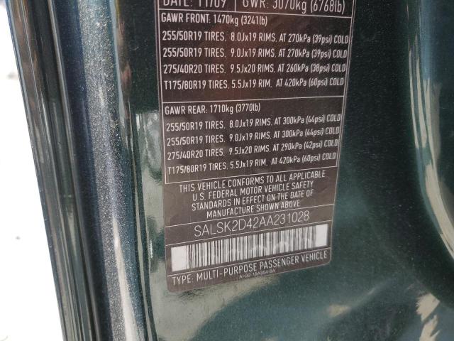 Photo 9 VIN: SALSK2D42AA231028 - LAND ROVER RANGE ROVE 