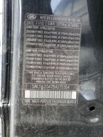 Photo 11 VIN: SALSK2D42BA275354 - LAND ROVER RANGE ROVE 