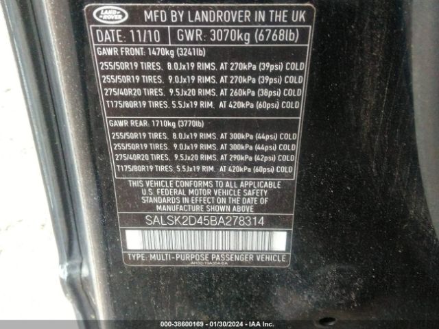 Photo 8 VIN: SALSK2D45BA278314 - LAND ROVER RANGE ROVER SPORT 