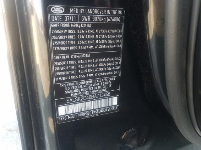 Photo 9 VIN: SALSK2D46BA713468 - LAND ROVER RANGE ROVE 