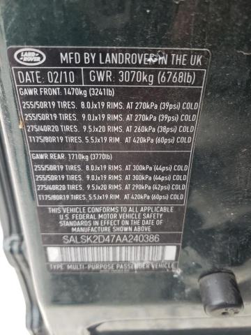 Photo 12 VIN: SALSK2D47AA240386 - LAND ROVER RANGEROVER 