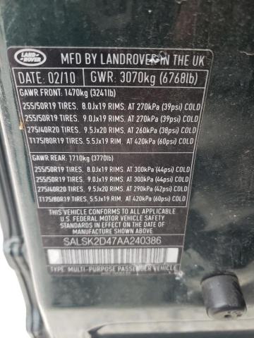 Photo 12 VIN: SALSK2D47AA240386 - LAND-ROVER RANGEROVER 