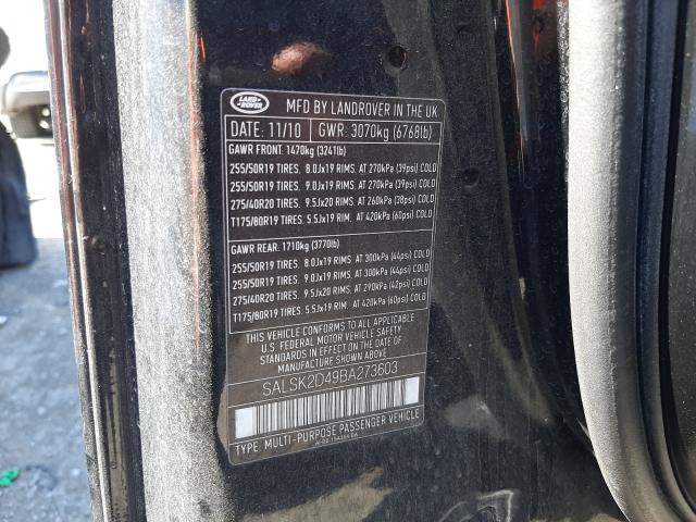 Photo 9 VIN: SALSK2D49BA273603 - LAND ROVER RANGE ROVE 