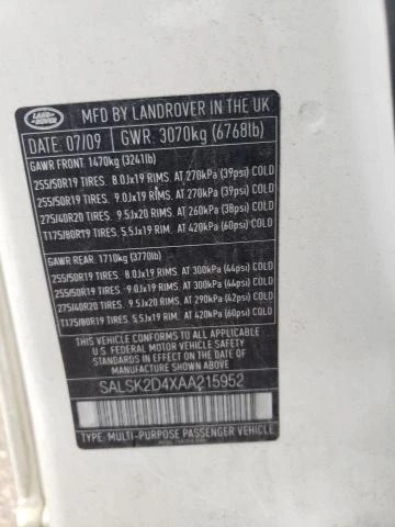 Photo 12 VIN: SALSK2D4XAA215952 - LAND ROVER RANGE ROVE 