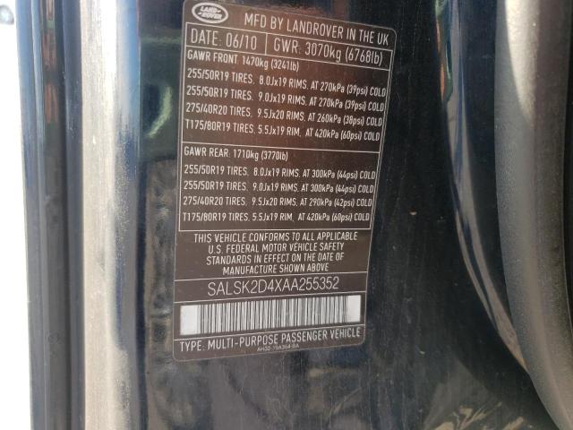 Photo 9 VIN: SALSK2D4XAA255352 - LAND ROVER RANGE ROVE 