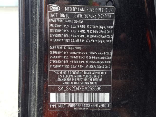 Photo 9 VIN: SALSK2D4XBA263596 - LAND-ROVER RANGE ROVE 