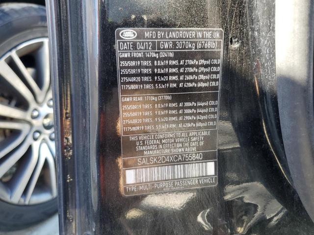 Photo 12 VIN: SALSK2D4XCA755840 - LAND ROVER RANGE ROVE 