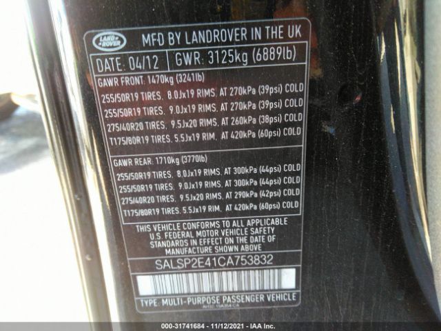 Photo 8 VIN: SALSP2E41CA753832 - LAND ROVER RANGE ROVER SPORT 