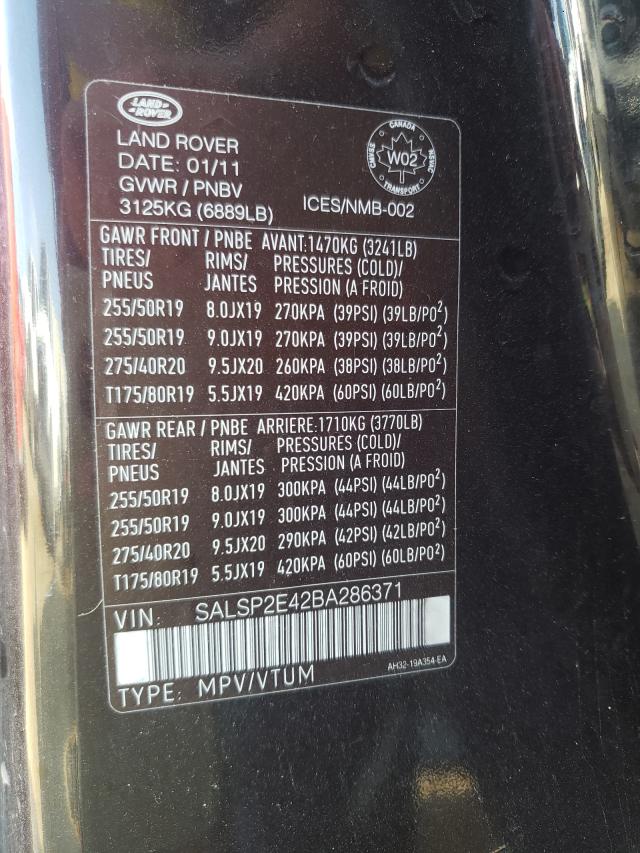 Photo 9 VIN: SALSP2E42BA286371 - LAND ROVER RANGE ROVE 