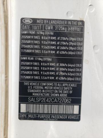 Photo 12 VIN: SALSP2E42CA727062 - LAND ROVER RANGE ROVE 