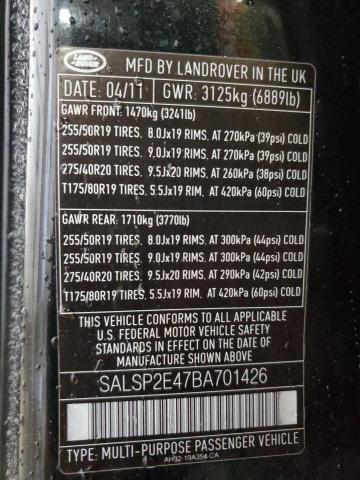 Photo 11 VIN: SALSP2E47BA701426 - LAND ROVER RANGEROVER 