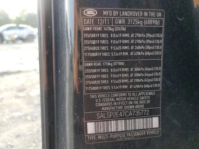 Photo 12 VIN: SALSP2E47CA735772 - LAND ROVER RANGE ROVE 