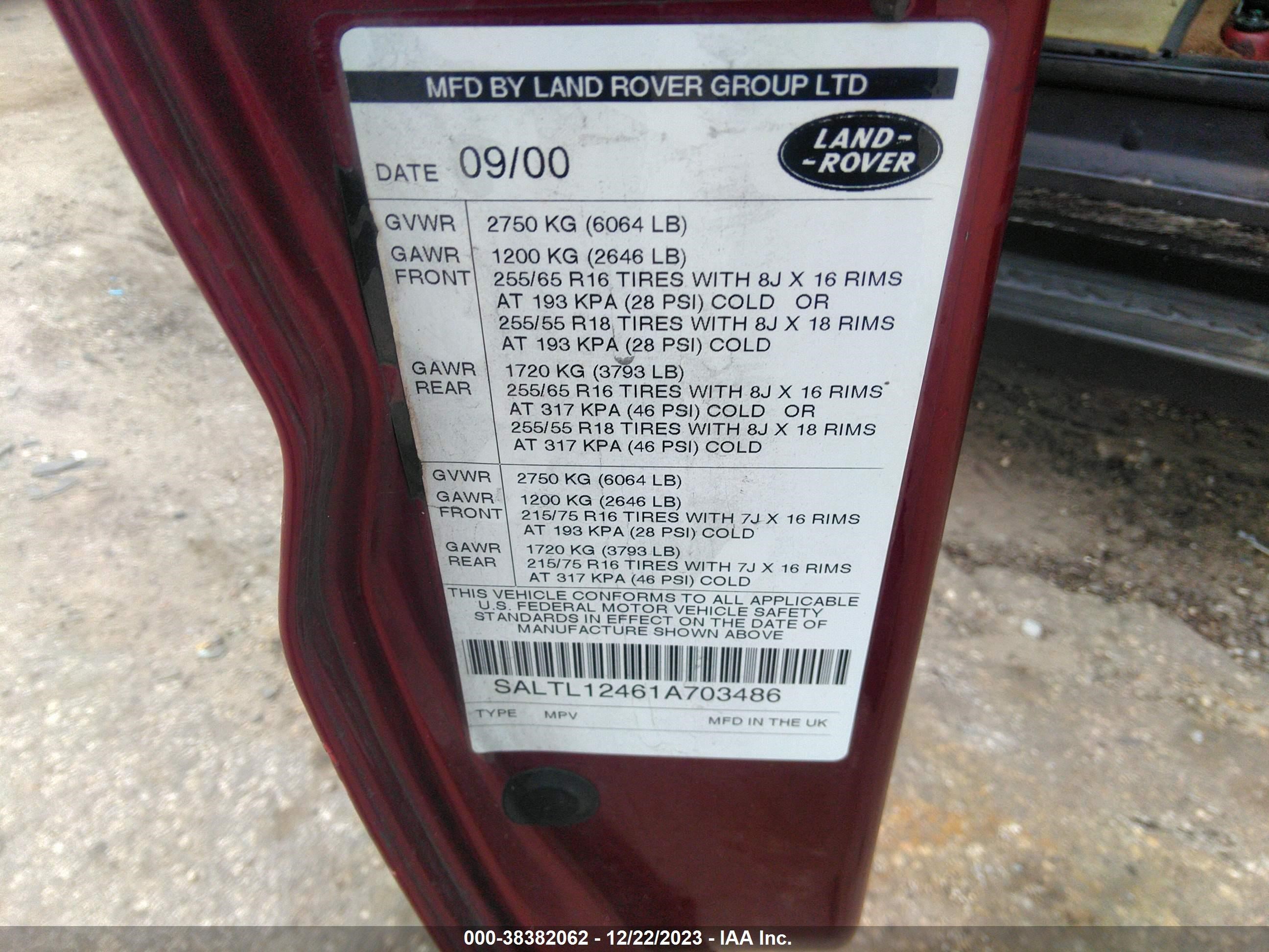 Photo 8 VIN: SALTL12461A703486 - LAND ROVER DISCOVERY 