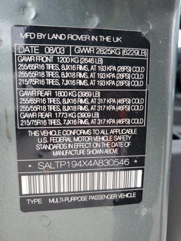 Photo 12 VIN: SALTP194X4A830546 - LAND ROVER DISCOVERY 