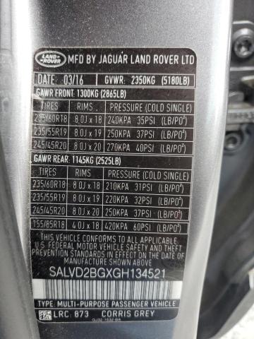 Photo 11 VIN: SALVD2BGXGH134521 - LAND ROVER RANGEROVER 