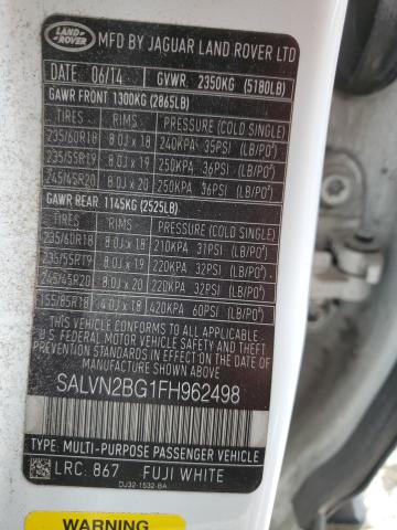 Photo 12 VIN: SALVN2BG1FH962498 - LAND ROVER RANGE ROVE 