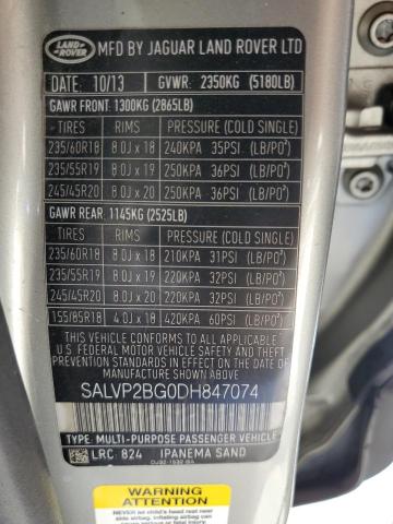 Photo 12 VIN: SALVP2BG0DH847074 - LAND ROVER RANGE ROVE 