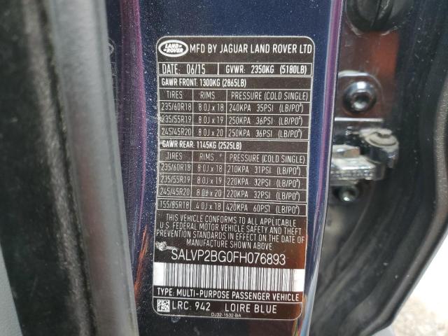 Photo 12 VIN: SALVP2BG0FH076893 - LAND ROVER RANGE ROVE 